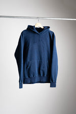 Load image into Gallery viewer, Knit Denim Pop Hoodie, Long Sleeve, Indigo, Made in Japan, Aging Pattern, Indigo Sweat Pop Hoodie 
