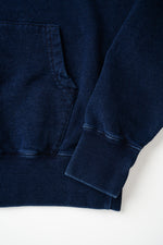 Load image into Gallery viewer, Knit Denim Pop Hoodie, Long Sleeve, Indigo, Made in Japan, Aging Pattern, Indigo Sweat Pop Hoodie 
