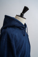 画像をギャラリービューアに読み込む, Knit Denim Zip Hoodie パーカー フーディ インディゴ 日本製 国産 経年変化 長袖 インディゴスウェットジップフードパーカ
