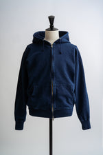 画像をギャラリービューアに読み込む, Knit Denim Zip Hoodie パーカー フーディ インディゴ 日本製 国産 経年変化 長袖 インディゴスウェットジップフードパーカ

